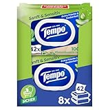 Tempo Feuchte Toilettentücher ''Sanft & Sensitiv'' - Megapack - 16 Packungen mit je 42 Tüchern - Duo Packs - natürliche Aloe Vera - Toilettenpapier, dermatologisch getestet, pH-hautneutral