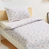 Amazon Basics Wendbarer Mikrofaser-Bettbezug für Kinder, 100 x 135 cm, mit 1 Kissenbezug (40 x 60 cm), Set für Babybett, Einhorn und Regenbogen