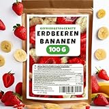Gefriergetrocknete Früchte Mix 100g, Gefriergetrocknete Erdbeeren Bananen Pur Ohne Zusätze Natürliche Trockenfrüchte Trockenobst von Foozia
