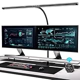 EYOCEAN Schreibtischlampe LED mit Gestensteuerung & Fernbedienung, Dimmbare Monitor Lampe 24W 80cm, Tageslichtlampe Schreibtisch für Homeoffice, Bürolampe mit Sockel, 5 Farbtemperaturmodi Tischlampe