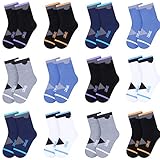 L&K-II 12 Paar Kinder Jungen Socken aus Baumwolle Kleinkind niedliche Muster Kids Sneakersocken bunt 2840 39/42