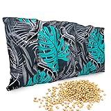 Amilian Kirschkernkissen 55 x 20cm Wärmekissen Wärmekompresse Körnerkissen Kirschkernsack Kirschkern Kissen für Kinder Erwachsene ideal als Massagekissen Kältekissen Monstera Türkis Schwarz