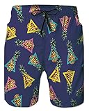 Ahegao Herren Badeshorts 3D Bedruckt, Beach Board Shorts mit Taschen, Coole Neuheit Badeanzug für Teenager Jungen - Beige - Large