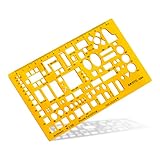 Aristo AR5064 Möblierungsschablone Architekt (1:100, Darstellung von Einrichtungsplänen, Tuschenoppen, formstabiler PET-Kunststoff) orange-transparent