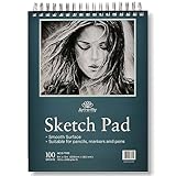 Zeichenblock 100 Blatt Skizzenbuch A4 22,9 x 30,5 cm–Skizzenblock Glattes Papier Spiralbindung – Mal und Zeichenblock Skizzenpapier zum Zeichnen mit Bleistift, Kohlestift und Marker, Zeichenpapier A4