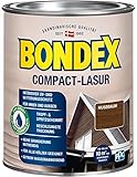 Bondex Compact Lasur NUSSBAUM 0,75 L für 9,75 m² | Wasserbasierte Holzlasur | Intensiver Wetter- und UV-Schutz | 2 in1 Aqua + Komfort Technologie | Streichen ohne Grundierung | Seidenmatt | Geruchsarm