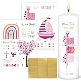 BOFUNX 2pcs Kerzentattoos Taufe Kerzen Tattoofolie + 3pcs Groß- und Kleinbuchstaben Kerzen Sticker Gold Zahlen Aufkleber für Taufkerze Basteln