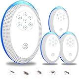 Ultraschall-Schädlingsvertreiber, elektronische Insektenschutz-Mausefallen, 4 Packungen für den Innenbereich, Mückenspinnen-Abwehr-Plugin, effiziente Abwehr von Ratten, Spinnen, Mücken, Mäusen