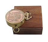 Collectibles buy Schiffskompass aus Messing mit brauner Holzbox, Vintage-Nachbildung, funktionelle Marine-Geräte-Idee