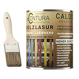 Contura Holzlasur 750ml. Langzeitschutz Lasur + Pinsel Holz Außen Dauerschutzlasur Holzfarbe (Farblos - K6890)