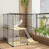 GOOFFY Katzenkäfig Katzenlaufstall Katzenzubehör for Innenkatzen Abnehmbarer Metalldraht-Katzenträger Harter Chinchillakäfig Frettchenkäfig Katzenkäfig mit Leiter Hängematte (Size : 75cm*75cm*73cm)
