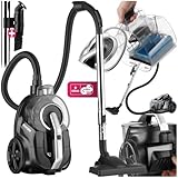 tectake® Staubsauger beutellos, VC900, 900 W, stark, beutelloser Bodenstaubsauger mit Kabel, für Tierhaare, Easy clean ohne Beutel für Teppichboden und Hartboden