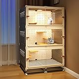 DIY Großer Raum Chinchillakäfig, Panorama-transparenter Hamsterkäfig, Meerschweinchenkäfig, mit Tablett, Leicht zu Reinigen, Einfach Zusammenzubauen(Grey,70x45x115cm)