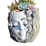 GjnjfdF Blumentopf in Kopfform | Blumentopf mit lächelndem Gesicht, Dekoration aus Kunstharz für Garten, Wohnzimmer, Schlafzimmer, Balkon, Büro und Außenbereich