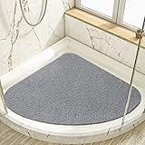 ROIMOE Duschmatte rutschfest Dreieckig, PVC-Luffa Massage Duschmatten mit Ablauflöchern Sicherheits Badewannenmatte für Nassbereiche Schnell Trocknend (60 cm Radius)
