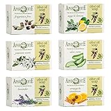 APHRODITE Olivenölseifen-Set - 6-teilige Kollektion - Natürliche Seifen mit 100% griechischen Olivenöl - Für trockene & empfindliche Haut - Hilft, Hautprobleme zu lindern