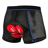 RUWLFE Radlerhose Herren Radunterhose Atmungsaktive Mesh-Reitunterhose Gelpolster Stoßfeste Fahrradshorts Fahrradunterwäsche Für Radfahren Laufen Bewegung(Blue,S)