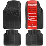 Walser Universal Auto-Gummimatten-Set Spartakus, Automatten 4-teilig zuschneidbar, Universal Antirutschmatten-Auto, PKW-Fußraummatten schwarz