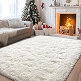 BSGIFT Hochflor Teppich 160x230 Creme, Shaggy Langflor Flauschiger Teppich Wohnzimmer, Modern Wohnzimmerteppich Bettvorleger High-Pile Carpet rutschfest für Schlafzimmer Kinderzimmer