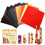 LUPATDY 12 Bienenwachsplatten, Wachsplatten für Kerzen, Kerzen Selber Machen Set, Bienenwachs-Kerzenherstellungsset für Kinder, DIY Candle Bastel-Set für Erwachsene und Kinder (12 Farben, 20 x 20cm)