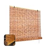 Rollo Bambusrollo - Retro-Schilfrollo - Lichtfiltervorhang für Fenster, Sichtschutz, UV-Schutz, Wärmedämmung, wasserdicht, mit Haken, karbonisiert-B120xH160cm/47x63in