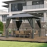 Devoko Garden Pavillon 3x3 Wasserdicht Stabil Winterfest Deluxe Gazebo, UV-Schutz 50+ Doppellagiges Grilpavillons mit seitenwänden für 4-8 Personen, Partyzelt für Freizeit, Partys, Grau