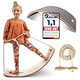 Kids Woody Star® Balance Board Kinder Holz 80x30cm [EXTRA Seil+Filz+Anti-Rutsch] Montessori Spielzeug ab 3 Jahre | Wackelbrett Balancierbrett | Balancieren Kinder Holzspielzeug | Balance-Board