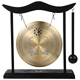 Vaguelly Gong mit Schlägel Ständer Kleiner Dekorativer Tisch Gong Klingel, Drachen Motif Hängende Gong Chinesisches Percussion Instrument Dekoration für Zuhause Büro