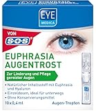 EyeMedica Euphrasia Augentropfen gegen trockene Augen und gereizte Augen, Befeuchtung, Linderung und Pflege, mit Hyaluron, 10 x 0,4 ml Einzeldosen