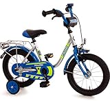 Bachtenkirch Kinderfahrrad 14 Zoll mit Stützräder und Rücktrittbremse Jungen Mädchen Fahrrad für Kinder ab 3 Jahren deutsche Polizei