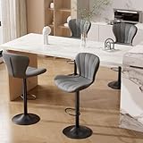 Hawthyhome Barhocker 4er Set Höhenverstellbar|Barstühle Drehstühle• Küchenstühle mit Fußstütze• Modernes PU-Leder Drehbar Barstühle für Esszimmer• Rauchgrau• FU01052GR-4