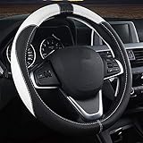 Coofig Auto Lenkradbezug aus Microfiber Leder, Langlebig, A Atmungsaktiv, Passend für die Meisten Autos, Warm im Winter, Universal Größe Lenkradhüllen 38cm (15 Zoll)