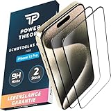 Power Theory Schutzglas für iPhone 15 Pro Schutzfolie, Ultra-Glas Displayschutz Folie mit 9H Glas Bruchfestigkeit, Blasenfreie Anbringung & Schnelle Installation [2 Stück]