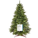 Premium Weihnachtsbaum künstlich 180cm - TESTSIEGER 10 Jahre GARANTIE - Naturgetreu, dichte Zweige, Künstlicher Weihnachtsbaum mit Holzständer, Christmas Tree Tannenbaum künstlich 180 cm Pure Living
