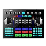 POHOVE Live Sound Card, Mini Sound Mixer Board für Live Streaming, Tragbare Bluetooth Sprachwechsler Soundkarte mit mehreren Soundeffekten, Sound Audio Mixer Board für Musik Recor-ding