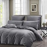 Boqingzhu Flanell Winter Bettwäsche 135x200cm Plüsch Biber Grau Warm Kuschelig Flauschig Bettwäsche Teddy Fleece Samt Cashmere Touch Bettbezug 135x200cm mit Reißverschluss