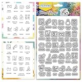 CHGCRAFT Mini Hausarbeit Icon Drucken Muster Clear Stempel Silikon Stempel Siegel für DIY Scrapbooking und Kartenherstellung Papier Handwerk Dekor 6,3×4,3 Zoll