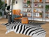 Guyi Rare Teppich mit Zebra-Druck, künstlicher Zebra-Teppich, groß, 2.4x1.8 m, Premium-Tierdruck, Kuh-Teppiche für Wohnzimmer, Schlafzimmer, künstliche Tierteppiche, schwarz und weiß