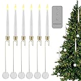 6 Stück Weihnachtsbaum Kerzen, LED Kerzenlichter Für Weihnachtsbaumdekoration, Flammenlose Kerzen Lichterkette Batteriebetrieben Mit Fernbedienung, Kerzen Mit Haken Zum Aufhängen Weihnachtsbaum