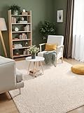 Elle Decoration Rocco - Weicher Flachgewebe Teppich, Maschinen Waschbar, Woll Optik, Langlebig & Nachhaltig, Modern, Skandi Look für Wohnzimmer, Esszimmer, Schlafzimmer, Flur - Creme, 80x150cm