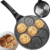 Ruhhy Pancake Pfanne 7er SMILEY - Antihaft - Für Eier, Pfannkuchen & Spiegeleier - Induktion geeignet - Ohne PFOA - Kinder Frühstück Spaßpfanne
