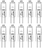 VINBE G4 Halogenlampe T3 20W 280lm G4 Dual Pin AC/DC12 Volt Lampe, verwendet für Eishockey Lichter, Kronleuchter, Gleisbeleuchtung, 20W 12V warmweiß 2700K (10-Pack)
