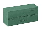 INNA-Glas Oasis Standard MaxLife Nass-Steckschaum Ziegel Anjel mit Schneidelinien, grün, 23x11x7,5cm - Nasssteckmasse