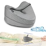 LITSPOT Kniekissen für Seitenschläfer, Ergonomisches Beinkissen Memory Schaum Seitenschläferkissen mit Kühlender Bezug, Orthopädisches Lagerungskissen für Optimale Unterstützun, Grau.