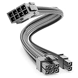 deleyCON 6+2 Pin PCI Express GPU Grafikkarte Strom Kabel Verlängerung 30cm - 18 AWG PSU PC Computer Netzteil Nylon Stromkabel Stromversorgung Stecker auf Buchse - Schwarz Grau