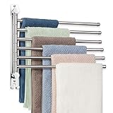 JSVER Handtuchhalter Edelstahl 180° Drehung Badetuchhalter mit 6 armig Schwenkarm Handtuchstange Wandmontage mit Haken Bad Handtuchhaltern für Bad,Küche und Garderobe