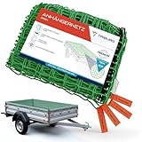 Anhängernetz 2x3 [DEKRA Geprüft] mit Eckmarkierungen - Anhänger Netz mit Spanngummi zur optimalen Ladungssicherung - Netz für Anhänger mit Gummiseil