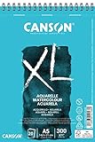 CANSON XL Aquarelle C400082843: DIN A5 - Aquarell Malblock in weiß - Zeichenblock für Aquarell - 300g - Hochwertiges Canson Watercolor Paper mit Spiralbindung
