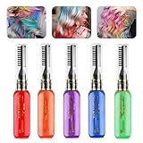 Temporäre Haarfarbe 5 Farben Coloriertes Haarwachs Haarmascara Temporäre Haarfärbe-Mascara für Mädchen und Frauen Auswaschbare Haarfärbekreide Geeignet für Geburtstage Cosplay DIY Halloween