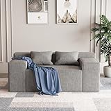 PurrJoys Kleine Moderne Loveseat-Sofa, Hybrid-Sofa-in-a-Box, Keine Montage Erforderlich, Schlafsofa mit 2 Kissen, Kratzfestes Leinen, Kleines für Kleine Räume,Wohnzimmer,Schlafzimmer, Beige